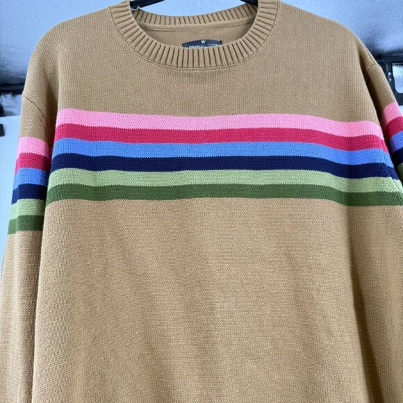 Houston White XL Striped Cotton Sweater Beige Multicolor - Picture 8 of 8